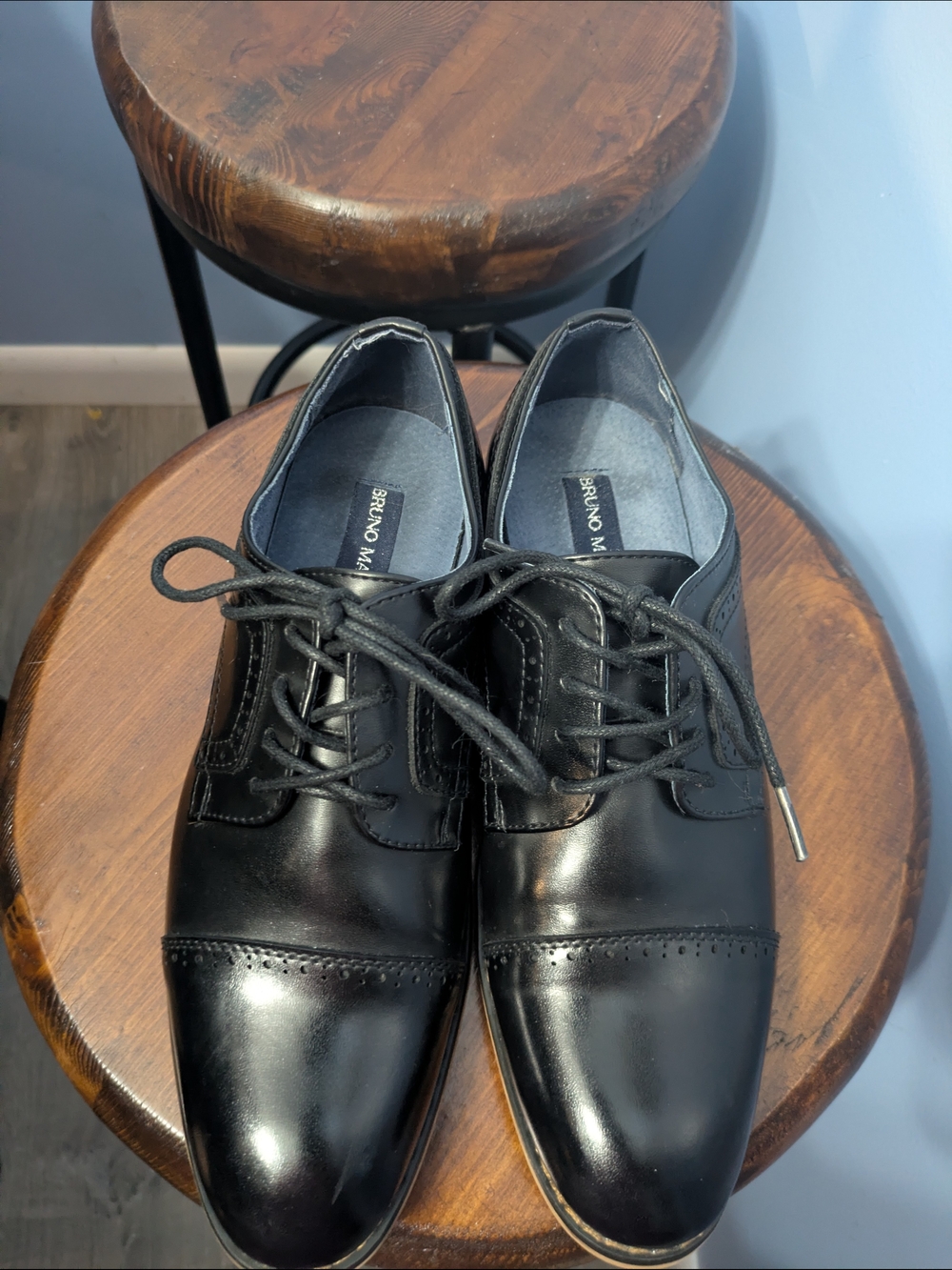 Bruno Marc Big Boys Black Cap-Toe Lace-Up Oxfords Size 6